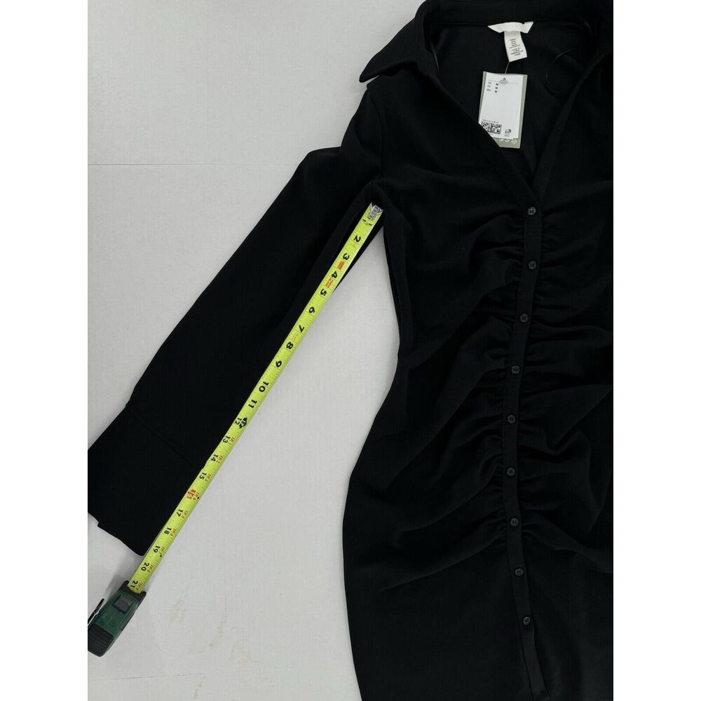 H&M Draped Dress Size M Shirt Button Down Rouched Gathered Dark Academia - Picture 10 of 16